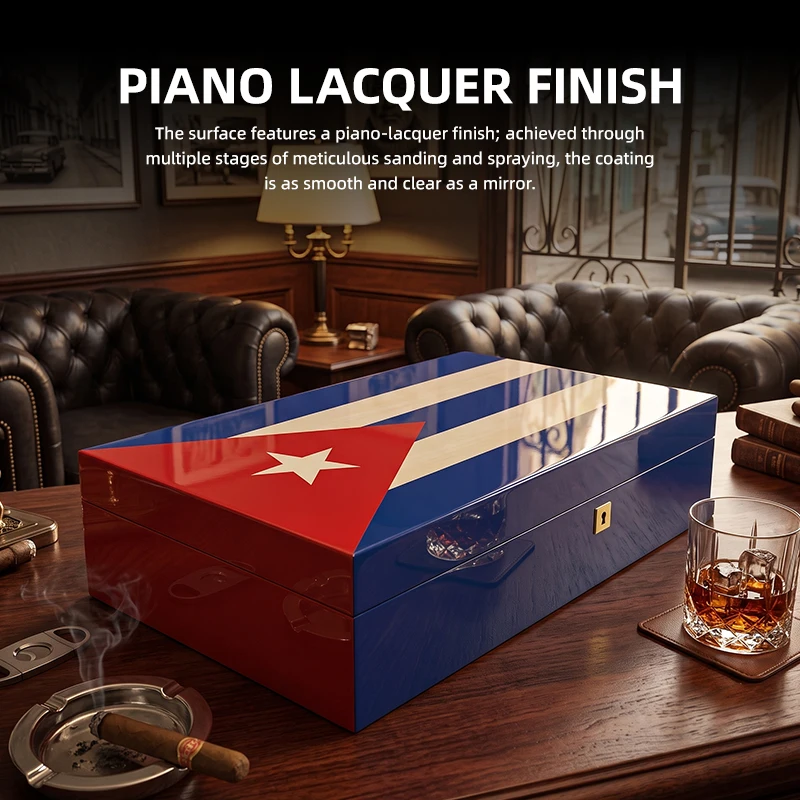 High End Wholesale Lockable Cigar Box Storage 120 Cigars with Hygrometer Cigar Display Humidor Box
