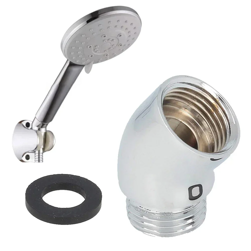 Adaptador de codo de ducha, Conector de ducha de mano, codo de pulverización superior, ángulo cromado, rosca hembra e hilo macho, accesorios de baño