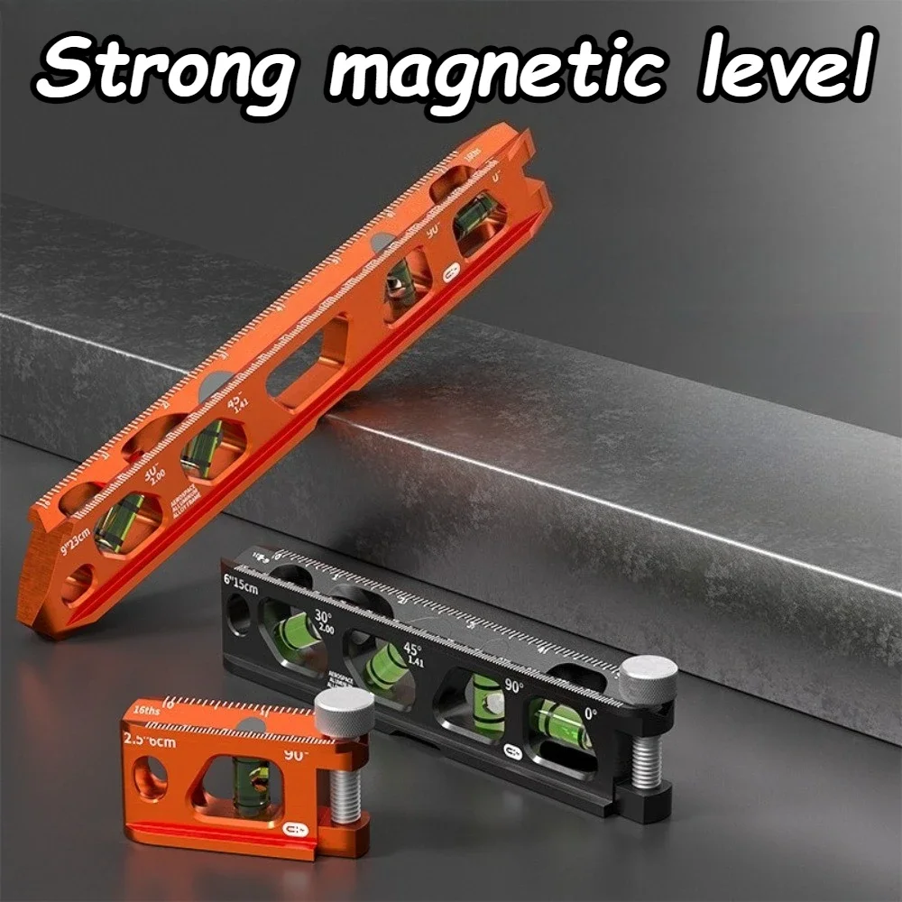 Cast Aluminum High-precision Level Ruler 6/15/23cm Strong Magnetic Small Level Instrument Professional Measuring Tool