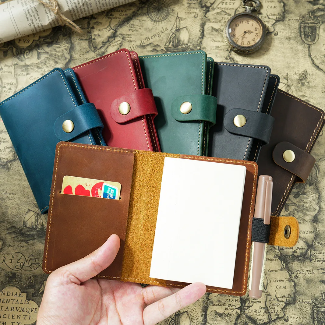 Genuine Leather Notebook Planner Book Cover Pocket Size Diary Retro Cowhide Journal Drawing Sketchbook Portable Mini Notebook