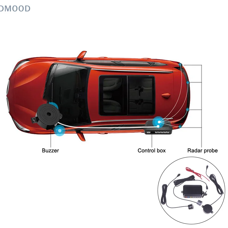 Kit Sensor Parkir Mobil 12V 22mm Universal 4 Sensor Buzzer Radar Mundur Peringatan Suara Indikator Sistem Probe
