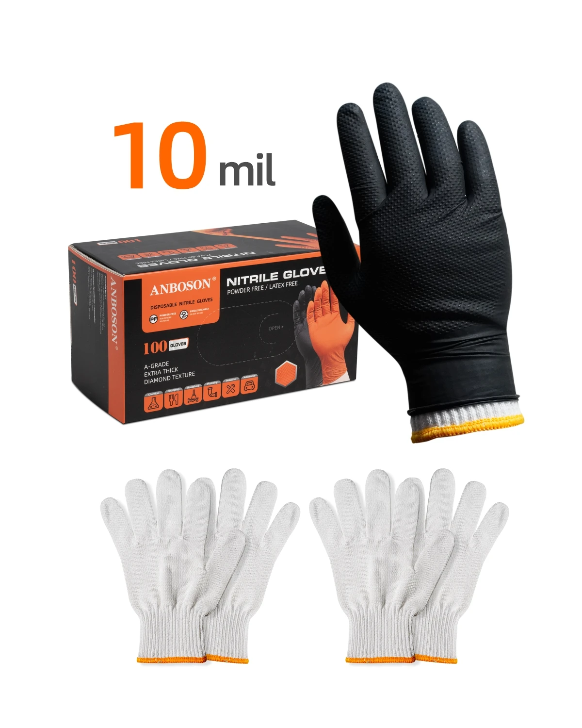 

ANBOSON Barbecue Grilling Cooking Black Disposable Nitrile Cotton Bbq Gloves Heat Resistant