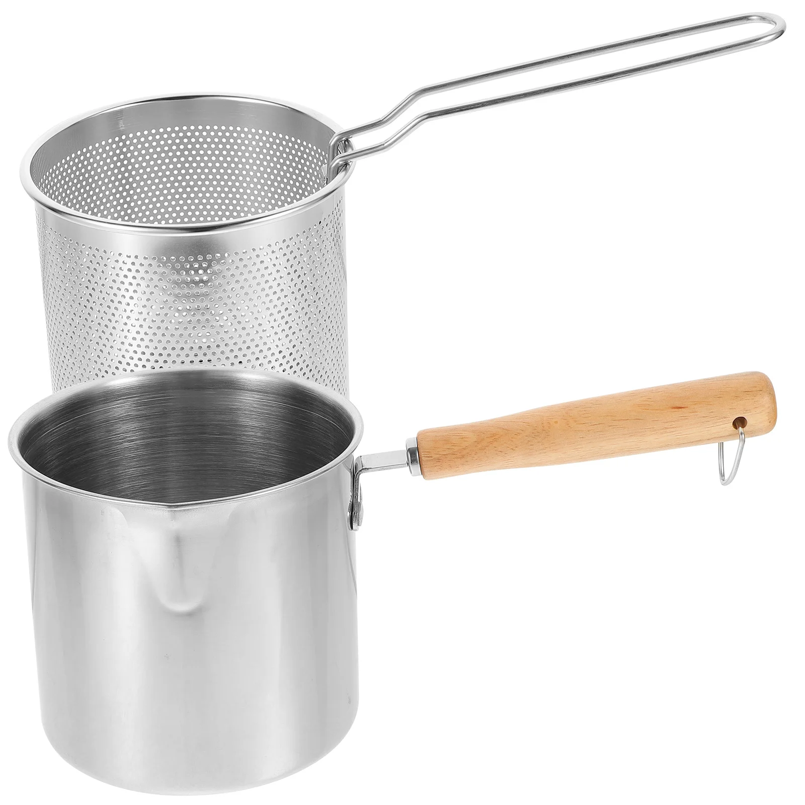 Mini Pan Deep Fryer Nonstick Metal Pot Food Fried Baskets Tempura Frying Pot Fry Basket Mini Frying Basket Deep