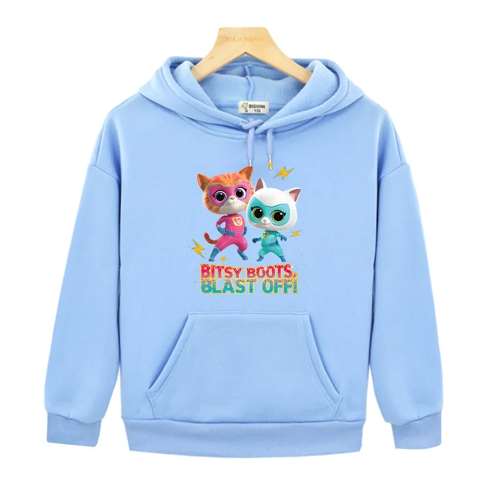 SuperKitties Cute Kids Hoodies Boys and Girls Sweatshirt with Hooded Sudaderas Long Sleeve Children Comfortable Clothing Kawaii