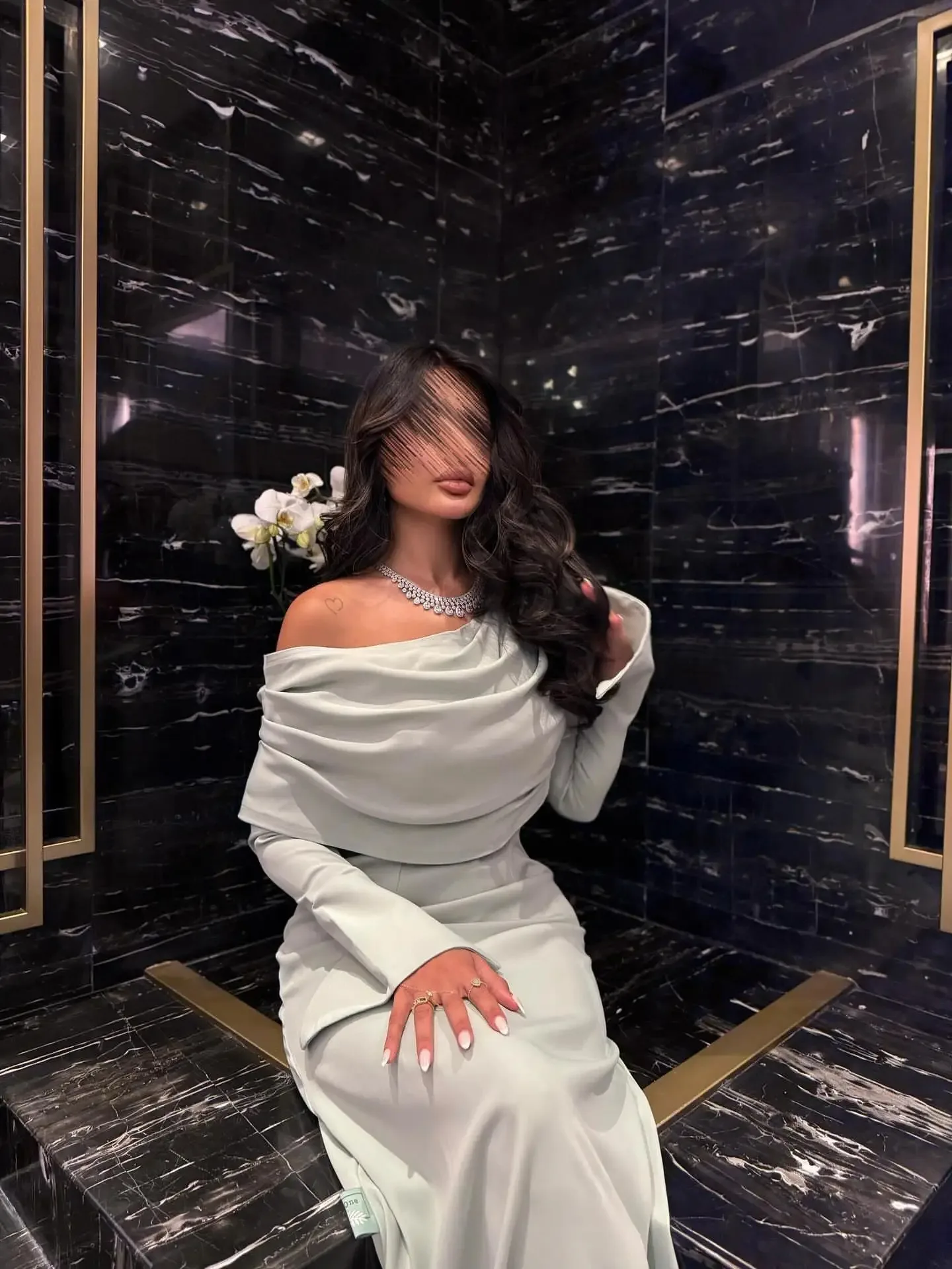 Adeli – robe de soirée arabe saoudienne personnalisée, manches longues, épaules dénudées, sans bretelles, dubaï, robes de fête de mariage pour femmes