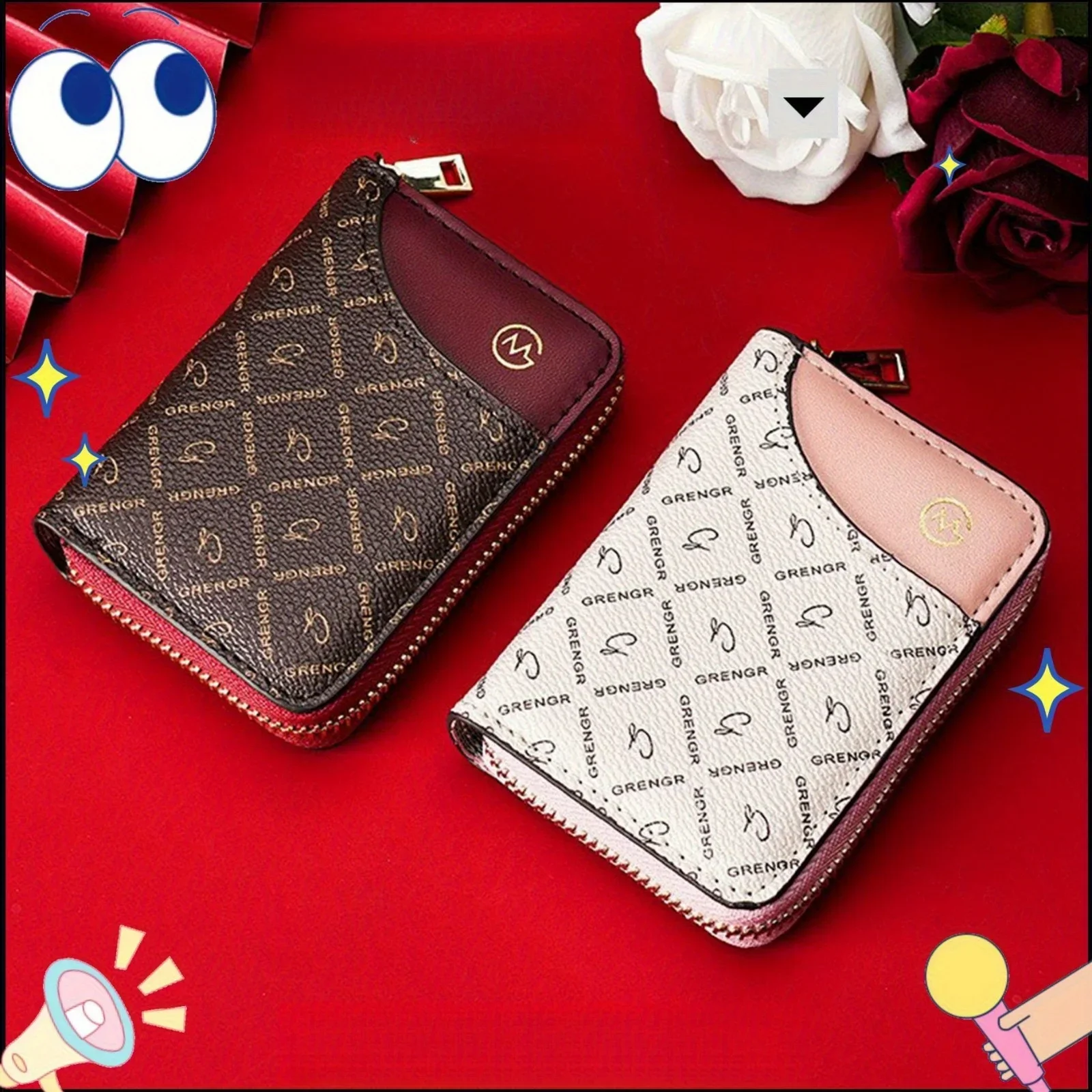 

European and American Fashion Accordion Small Card Holder Women's ID Card Bag Large Capacity Multi-Card Slot Anti-Theft Coin Pur