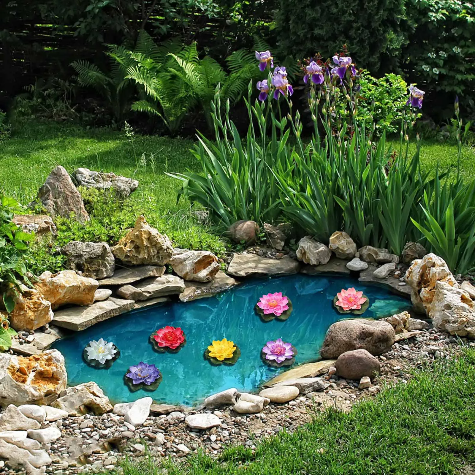 Floating Artificial Water Lily Colorful Lotus Flower Decor For Pond Pool Fountain Fish Tank Garden Decor 2026 Trending Lirio