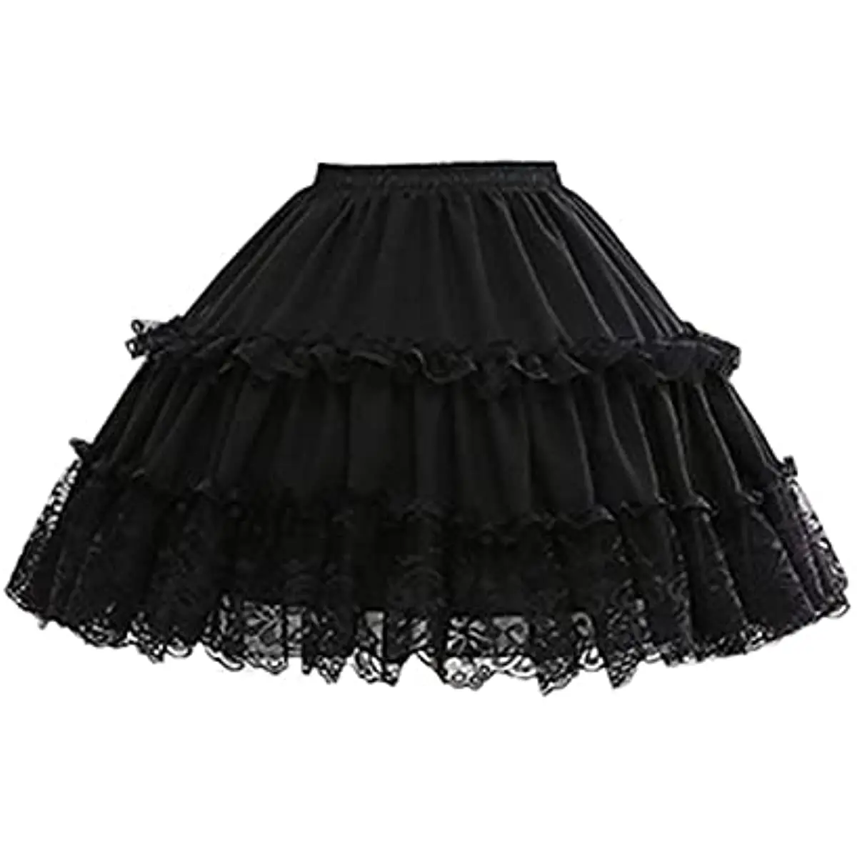 Girls Children Lolita Cosplay Short Petticoat Ruffles Floral Lace 2 Hoop Flower Girl Underskirt Slips