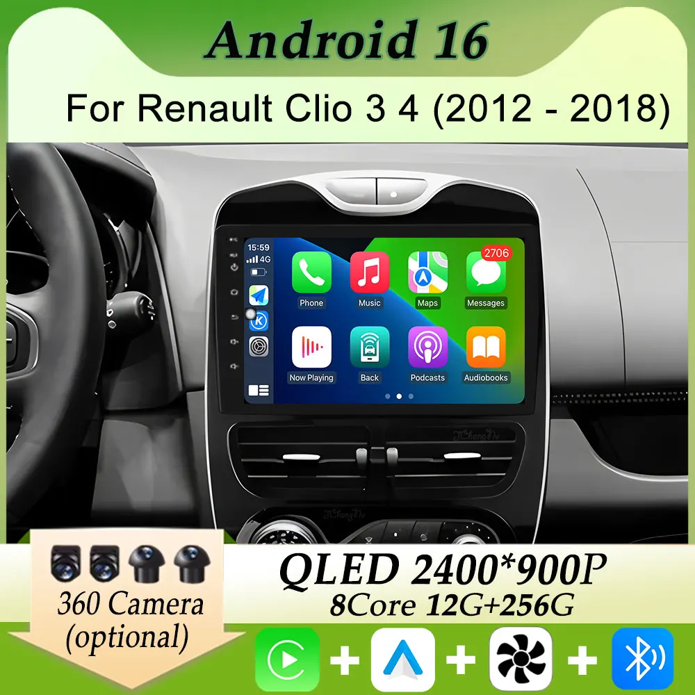 

Автомагнитола для Renault Clio 3 4 2012-2018, мультимедийный плеер с Carplay, Android, GPS-навигацией, разделенным экраном, HD-экраном, DSP, стерео, Bluetooth