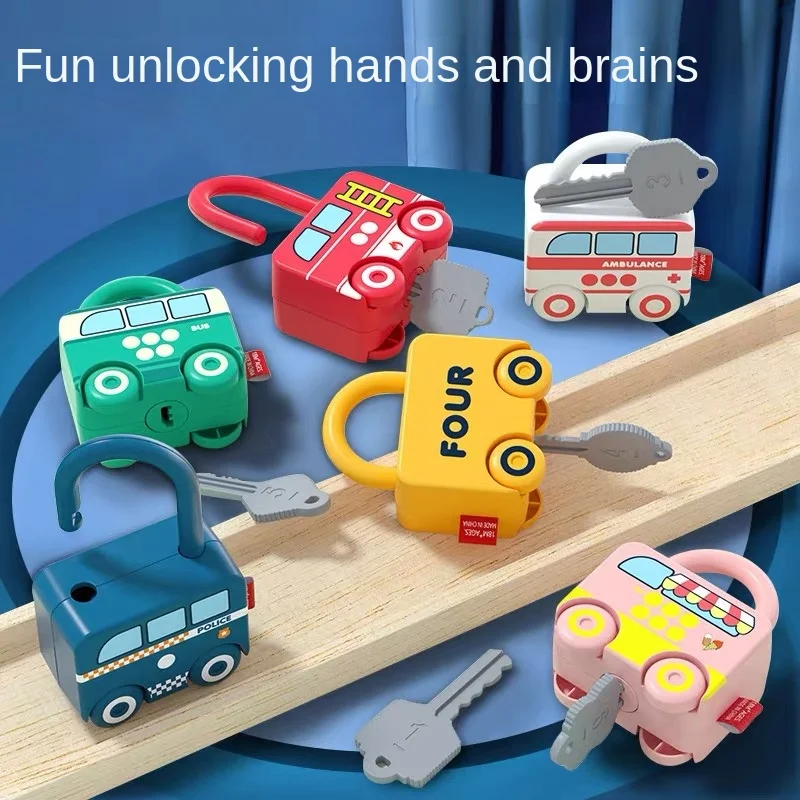 Baby Learning Lock with Key Car Games Montessori Educational Toy Number Matching Lock Toys Sensory Toys For Kids 1 2 3 Years