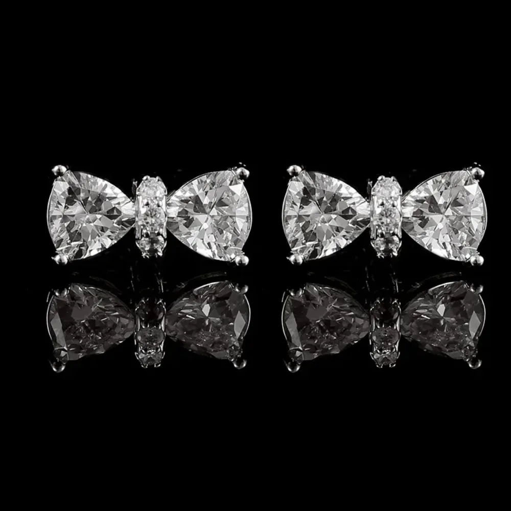 

French Shirt Rhinestones Zircon Bow Cuff Links Men's Wedding Cufflinks Luxury Business Banquet Office Suits Accessories Buttons