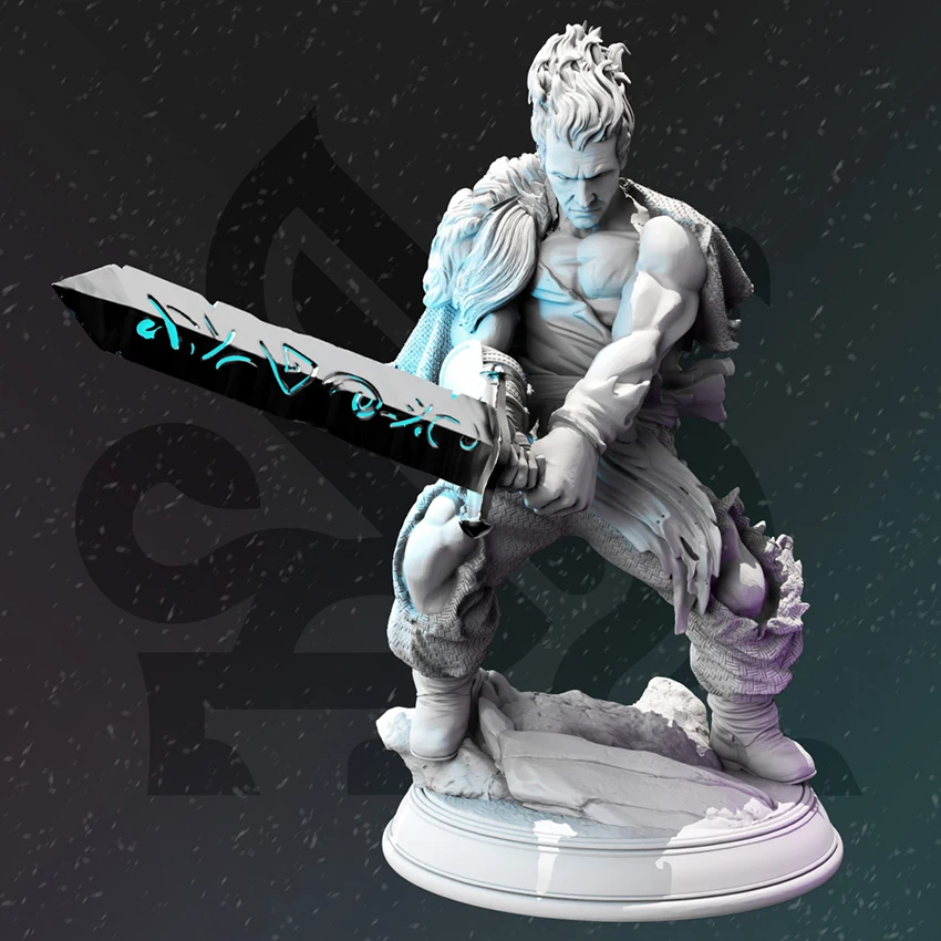 1/24 75mm 1/18 100mm Resin Model Holding Sword Warrior Figure Sculpture Unpainted No Color RW-656