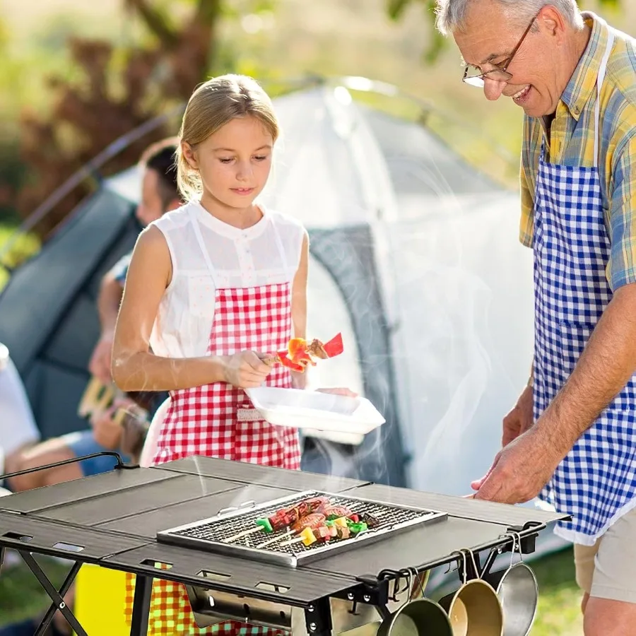 طاولة تخييم بإطارات ممتدة قابلة للحمل وقابلة للطي في الهواء الطلق، طاولات تخييم IGT خفيفة الوزن وقابلة للتعديل #2