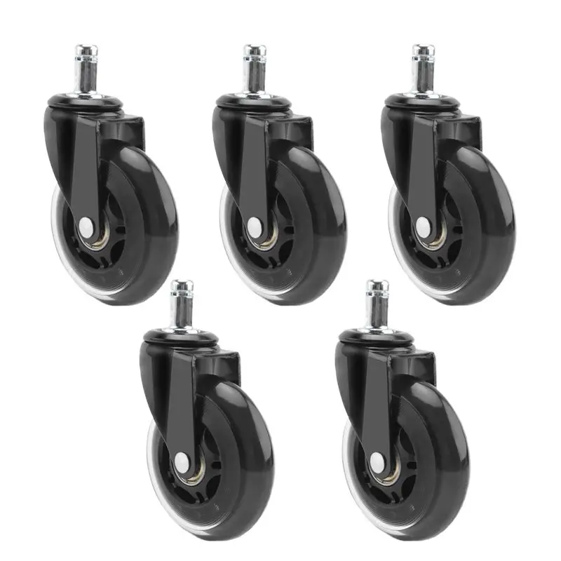 A23E-PU Chair Wheels Set Of 5 Wheels For Office Chairs, 11 Mm X 22 Mm Pen, Universal Durable Office Chair Castors