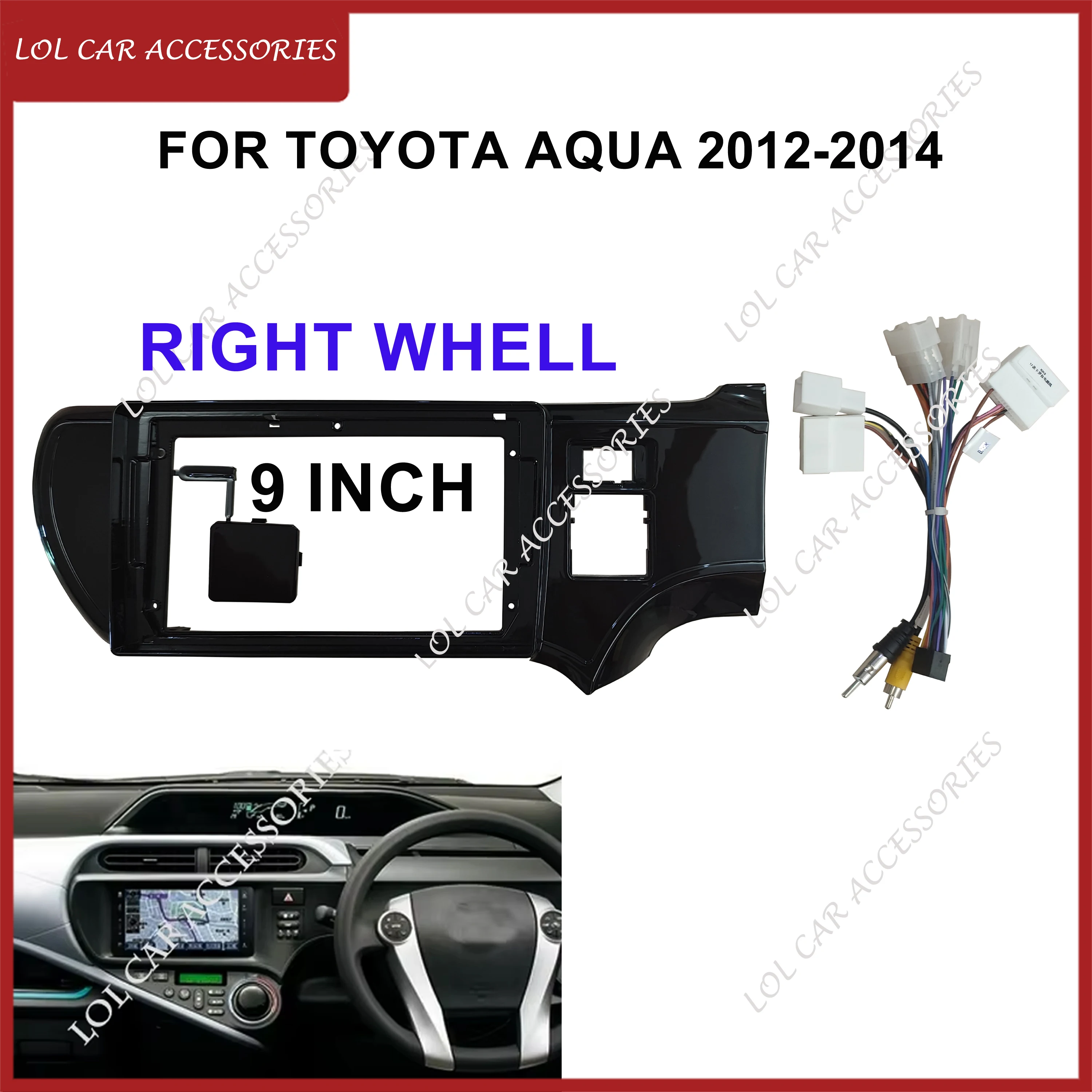 9 Inch For Toyota Aqua 2012-2014 RHD Car Radio Android Stereo MP5 GPS Player 2 Din Head Unit Fascia Panel Dash Casing Frame
