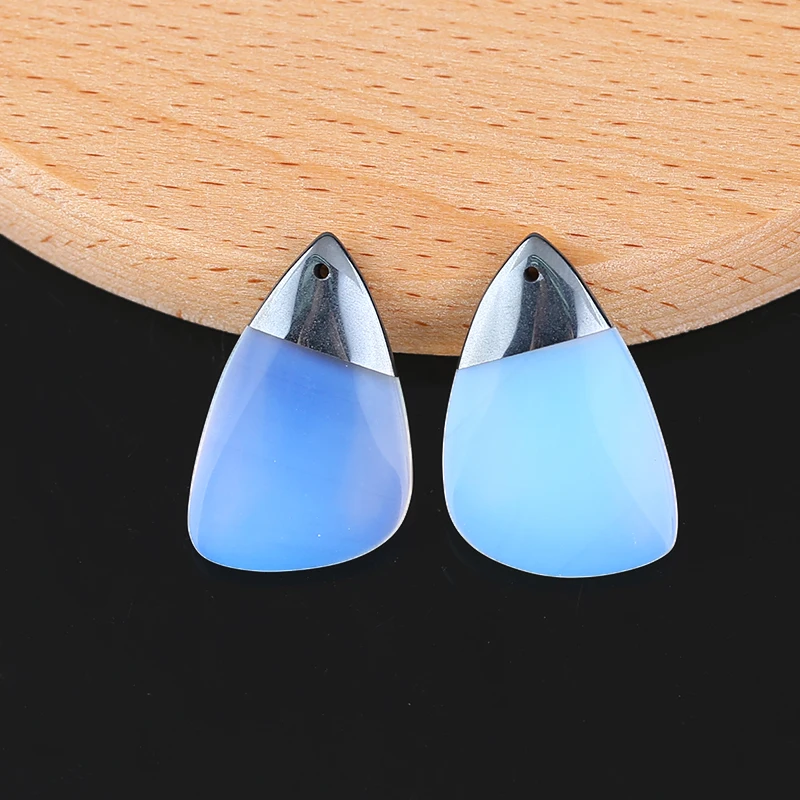 

Semiprecious Natural Stone Hematite,Opalite Handmade Intarsia Earrings Accessories DIY Jewelry Making For Women 30x20x4mm 6g