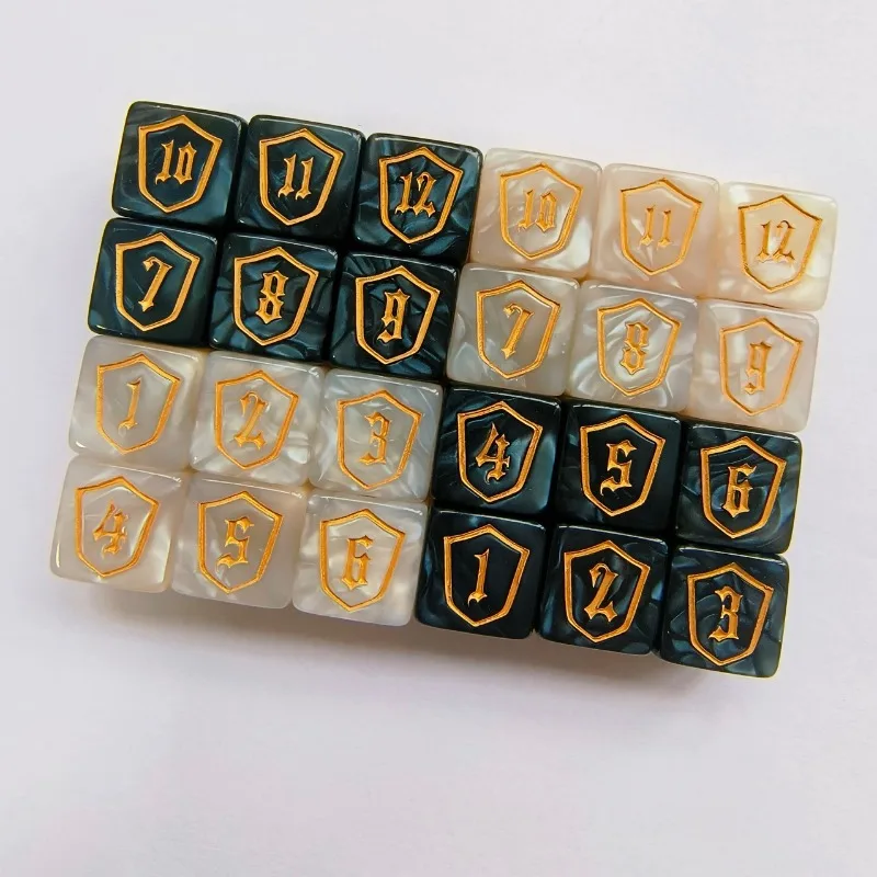 

6Pcs/set Cross Border Foreign Trade Shield Digital Loyalty Dice 6-sided Board Game Party 16mm