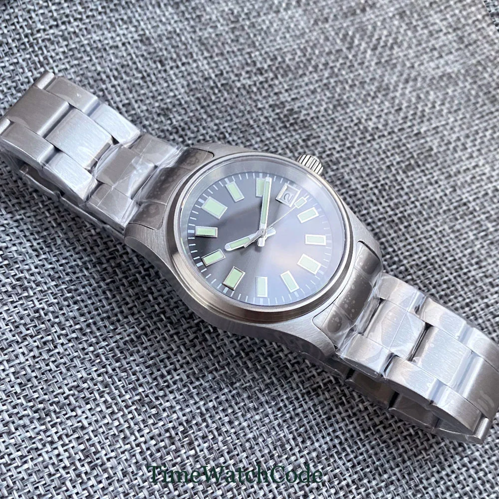 Tandorio 36mm 20ATM Diver Automatic Watch for Men NH35A PT5000 Gray Dial Date 200m Water Resist Sapphire Crystal 316L Bracelet