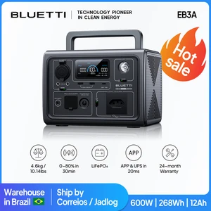 Bluetti EB3A Portable Energy Station, Solar Generator, Lifepo4 Battery for Outdoor Camp, Fishing, RV, Fishing, Camping, Drone, 600W, 268Wh, Plug Brasil, Ernegia Portable Generator, Brazil 6 Main Sales Sales of Solar Energy Portable - №6
