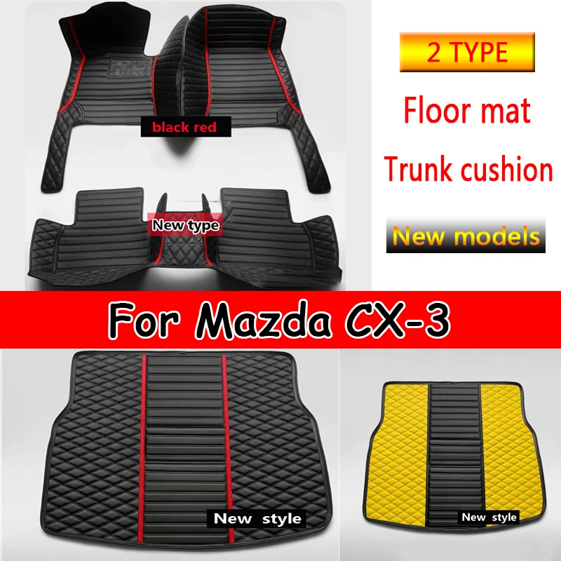 Car Floor Mats For Mazda CX-3 CX3 DK 2016~2022 Leather Luxury Mat Protective Rug Carpet Set Auto Interior Parts Car Accessories