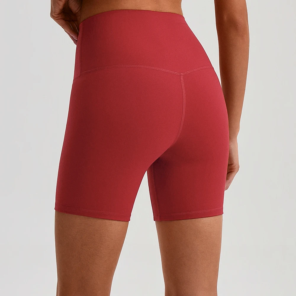 Women\'s No Front Seam Yoga Biker Shorts High Waist Compression Running Shorts Slim Tummy Control Gym Athletic Booty Shorts