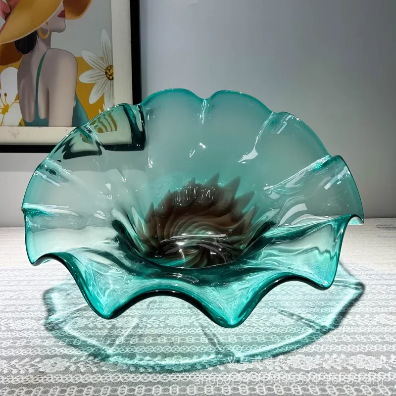 Luxury Handmade Glazed Ceramic Fruit Plate Large Decorative Bowl for Villa Living Room Modern Home Decoration High End