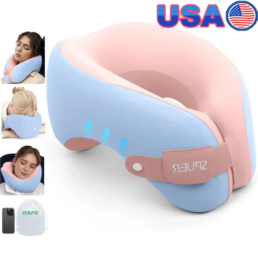 

2in1 Ergonomic Memory Foam Travel Neck Pillow Adjustable Support Airplanes Road Trips Pain Relief Washable Cover Comfort Travel