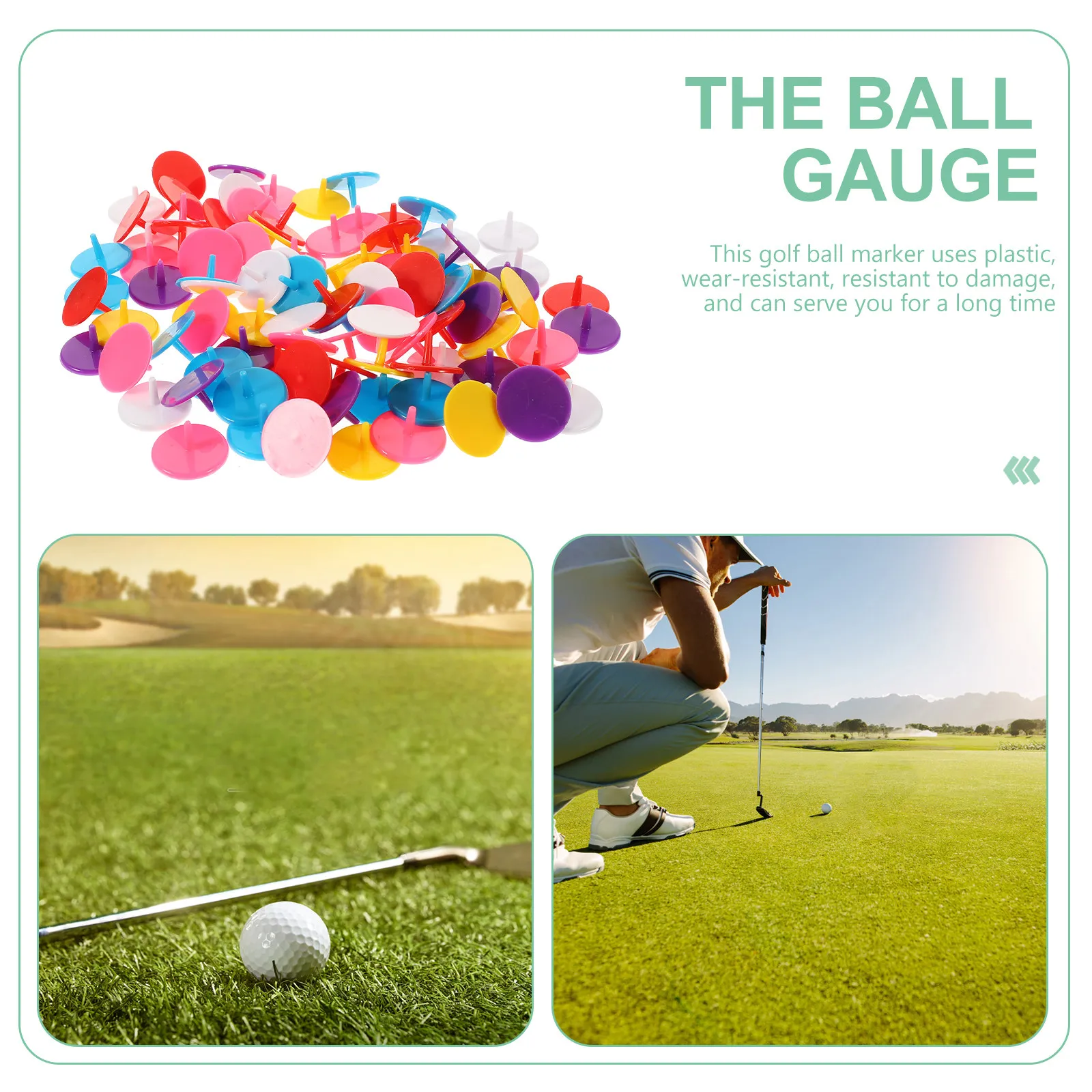 100Pcs Golf Ball Markers Plastic Round Ball Markers for Men Women Golfers Stable Trajectory Low Damage to Club Portable Easy