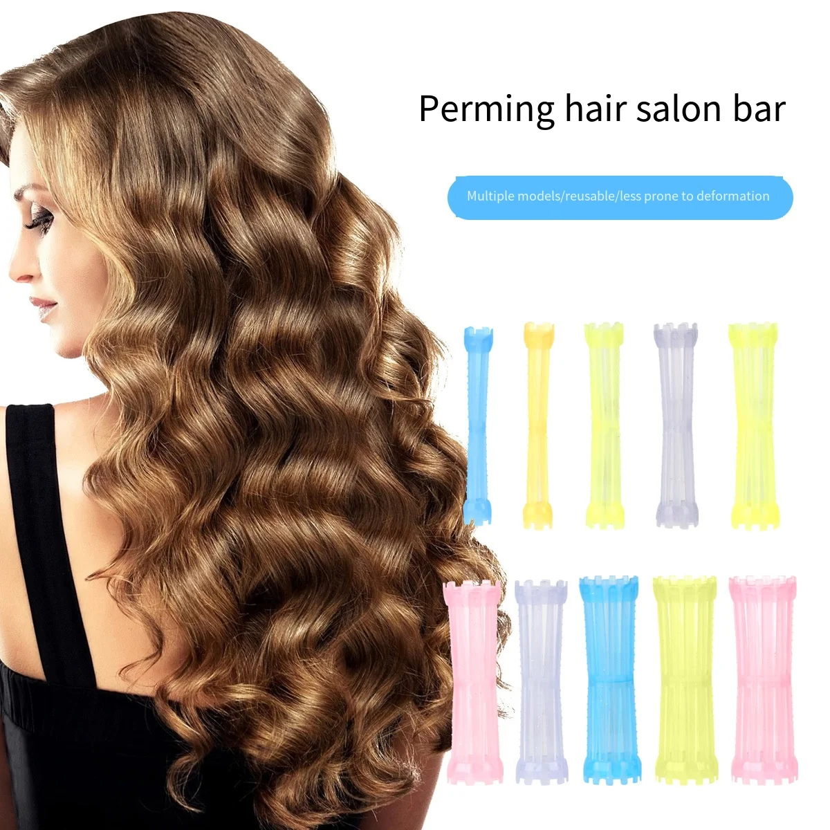 

10pcs Crystal Hair Perm Rods Elastic Mesh Cold Perming Bar Rod Transparent Plastic Curling Irons Professional Hairdressing Tools