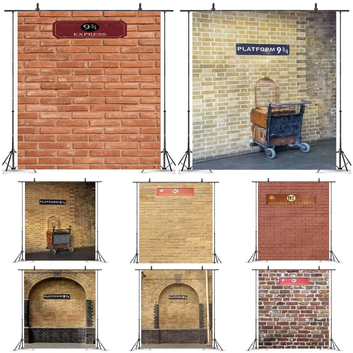 

9 3/4 Train Platform Brick Wall Photography Backdrop Baby Portrait Photo Shoot Prop Birthday Decor Party Supplies Gift