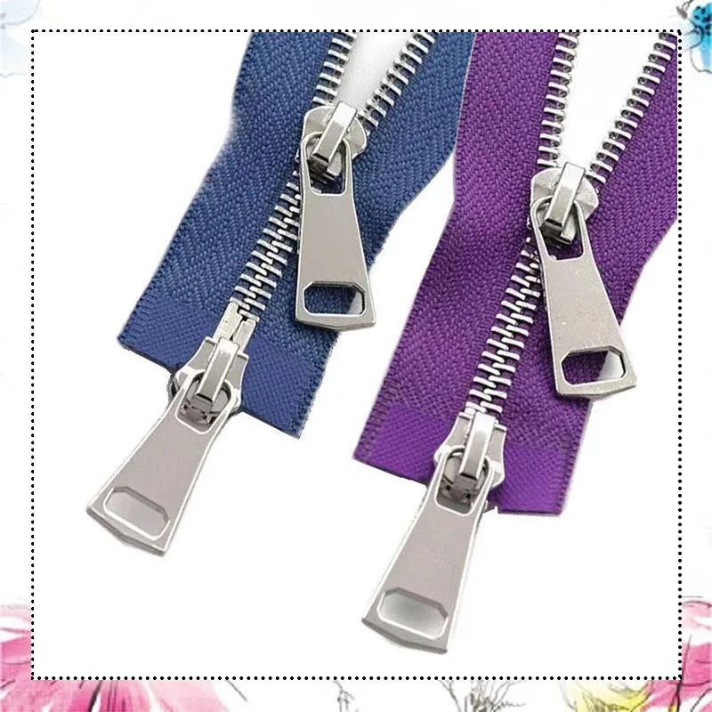 

5Pcs 70cm 5# Auto Lock Metal Zipper Gold Silver Double-slider Open-end Zipper for Jacket Coat DIY Bag Clothing Sewing Accessory