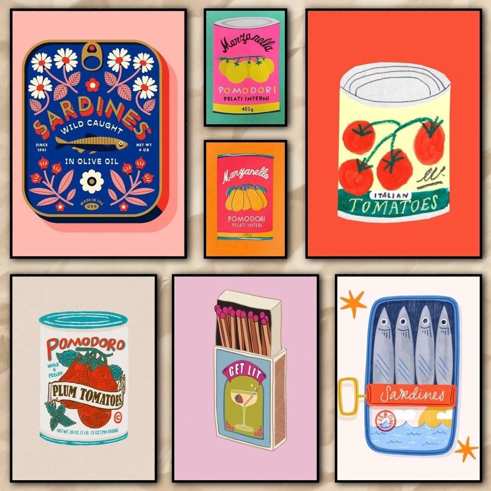 ملصق زهر الكرز الوردي على شكل طماطم سردين، ملصق مثالي ذاتي اللصق لمكتب المسرح المنزلي، ديكور فني جداري، هدية رائعة