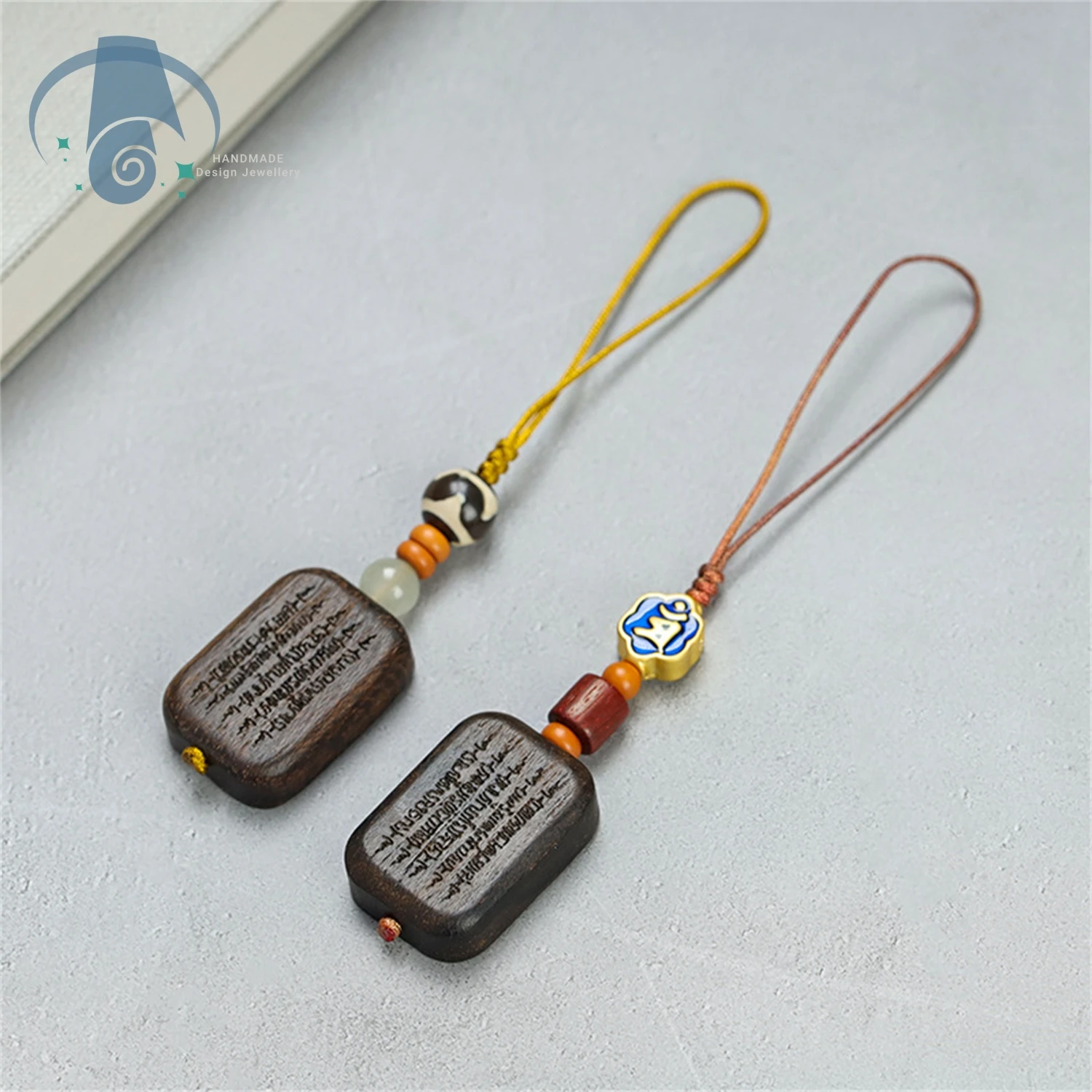 Natural Agarwood Peaceful Brand Five Sutras Heart Mantra Hidden Bead Keychain Pendant Phone Chain Cultural Play Men's and Women