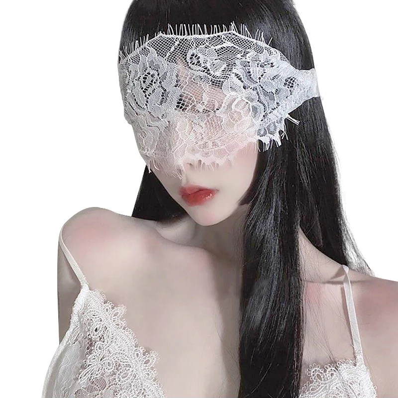 Ladies Sexy Lace Eye Mask Black White Hollow Out Adjustable See-Through Blindfolds Party Club Masquerade Masks Accessories