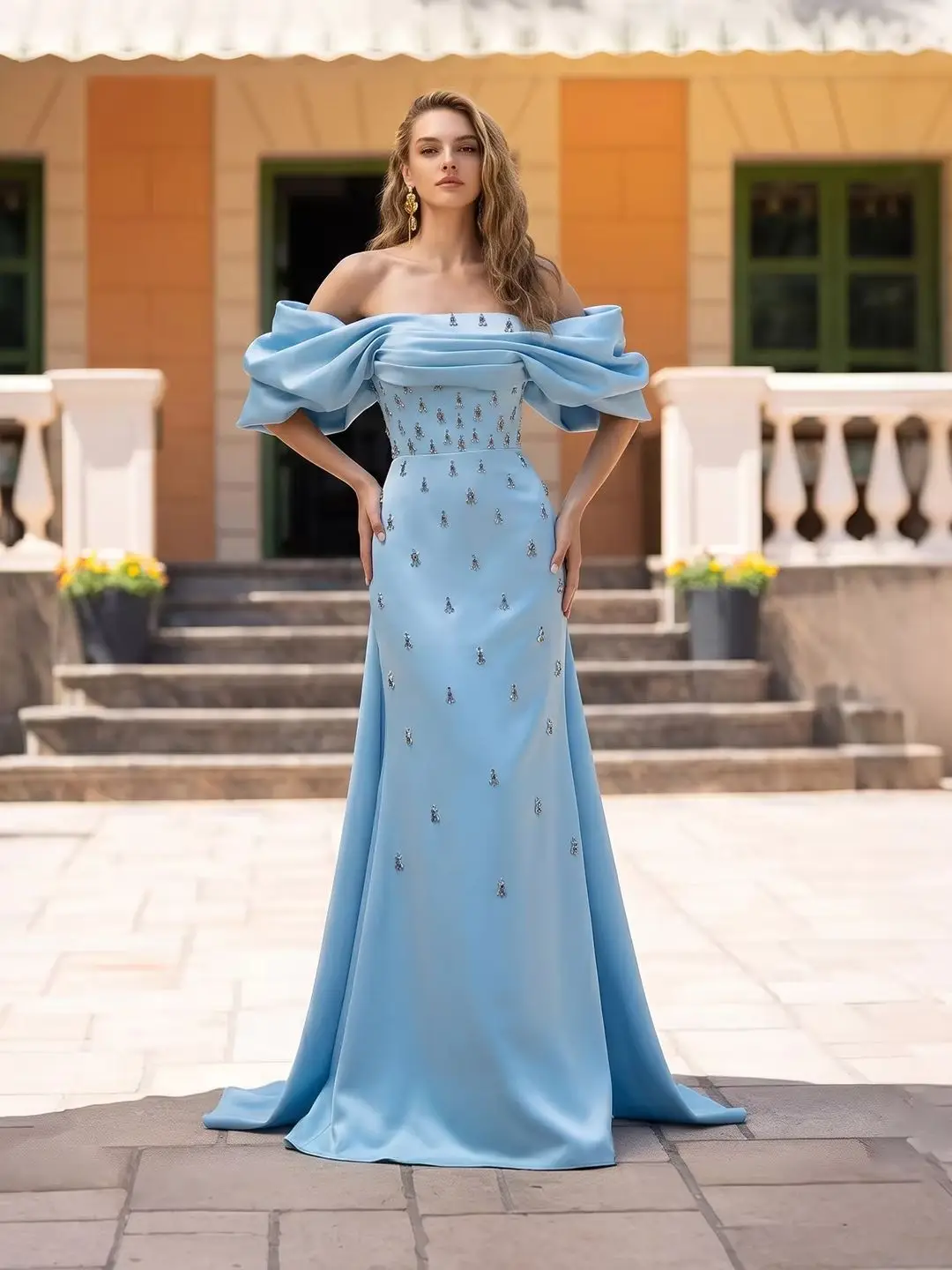 Sharon Said Luxuriöses Baby-Abendkleid mit Schulterfreiem Schnitt für Damen, Hochzeit, Saudi-Arabien, Dubai, Langes Formelles Ballkleid, SS500, Maßanfertigung