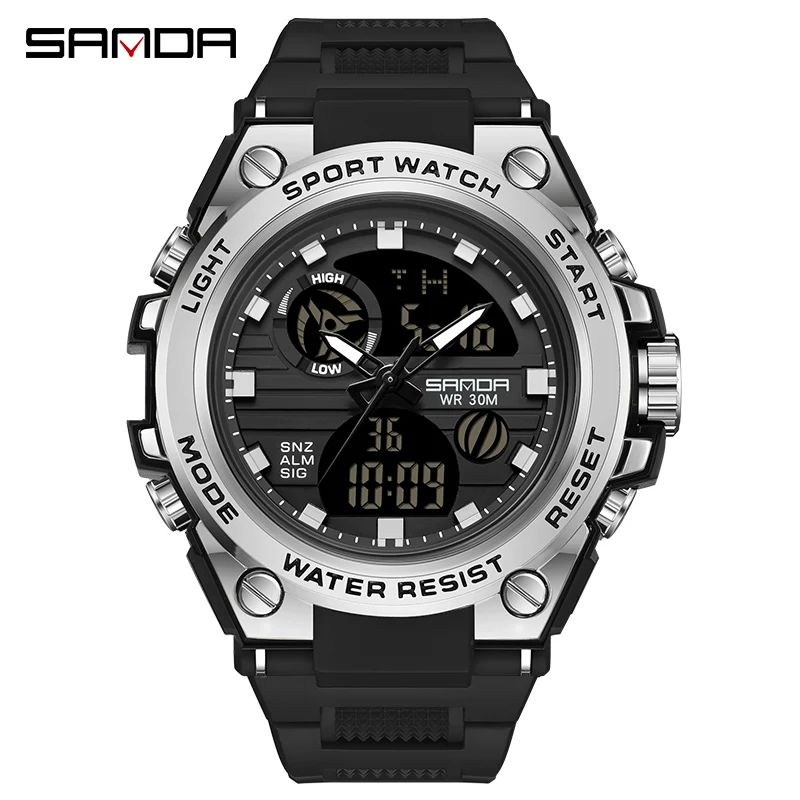 SANDA 739 Date Military Sports Watches Waterproof Electronic Wristwatch Mens Clock Orologio da uomo Style Men Digital Watch