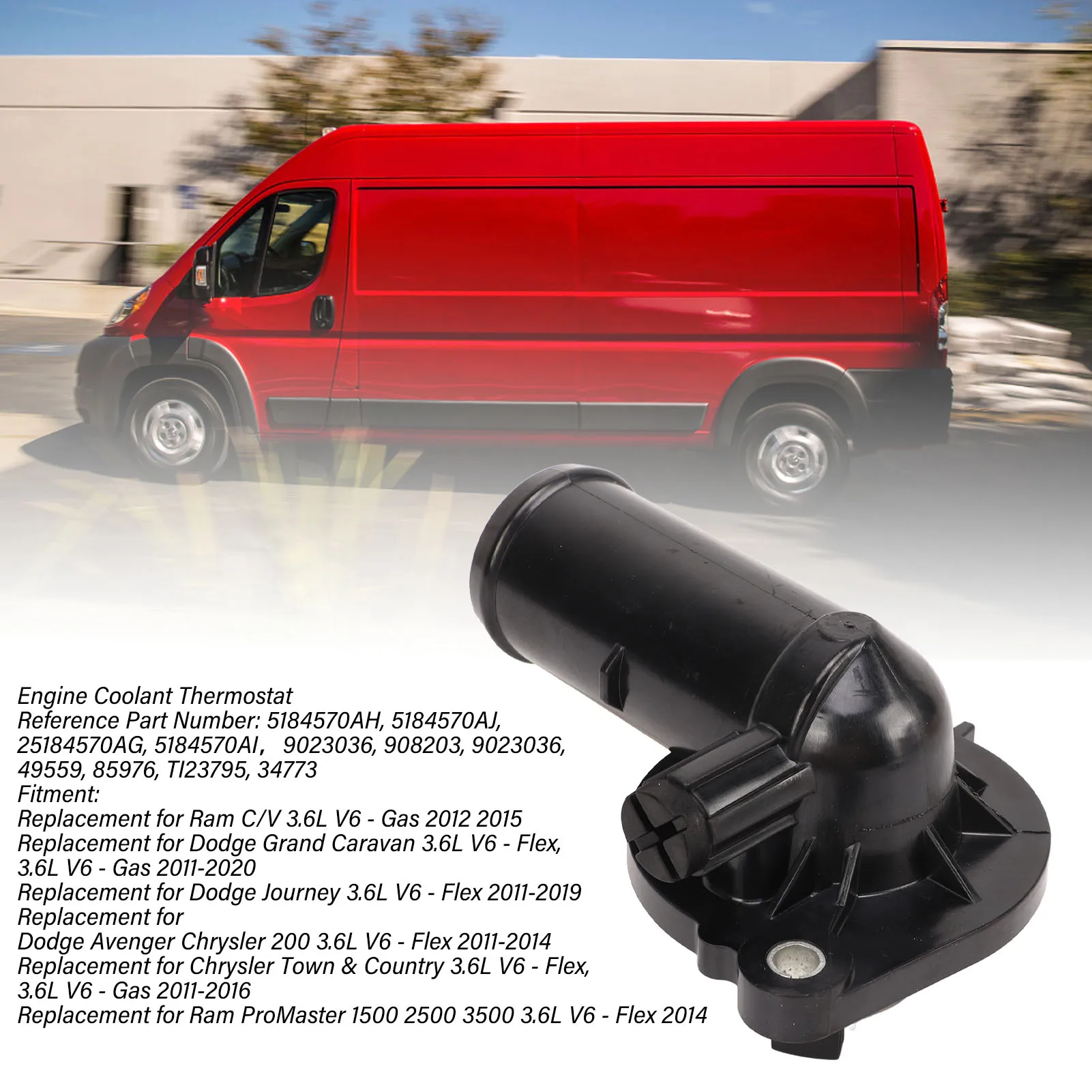 Engine Coolant Thermostat 5184570AH High Performance Replacement for Dodge Journey Avenger