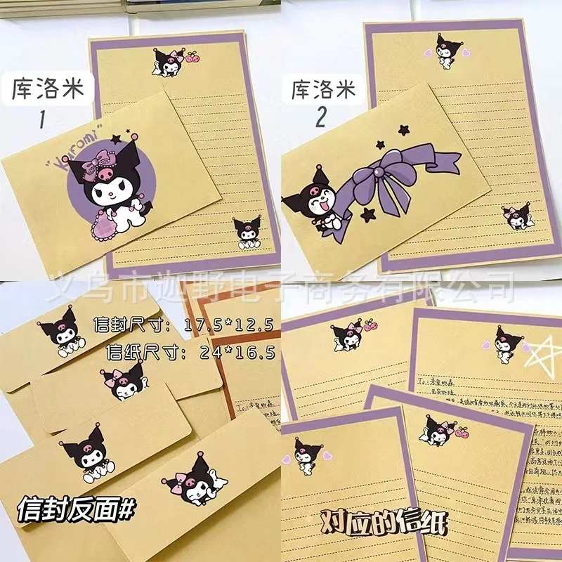 Sanrio HelloKitty Envelope Cartoon Action Anime Figures Kuromi Pen Envelope Letter Paper Originality Greeting Card Birthday Gift