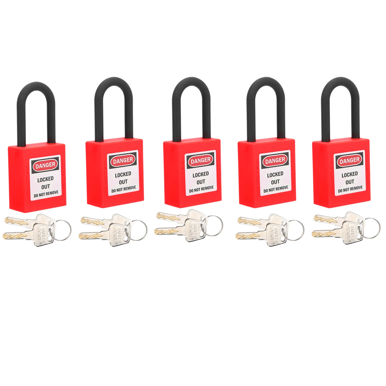 ZK30 	5 Sets Lockout Lock 38mm Nylon Engineered Dustproof Security Padlock for Industrial SiteRed