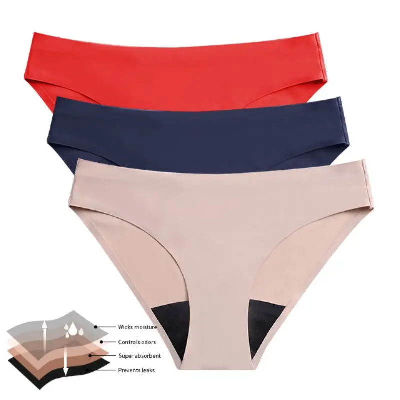 Hot Sale Women Full Protection 4 Layers Absorbent Briefs Breathable Menstrual Seamless Washable Period Panties