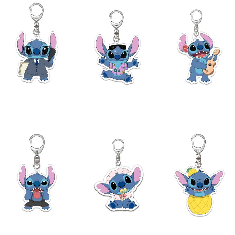 

Disney Stitch Boy Cute Keychain Acrylic Children Car Bag Charms Jewelry Fashion Key Ring Pendant Accessories Badge Girl Gift