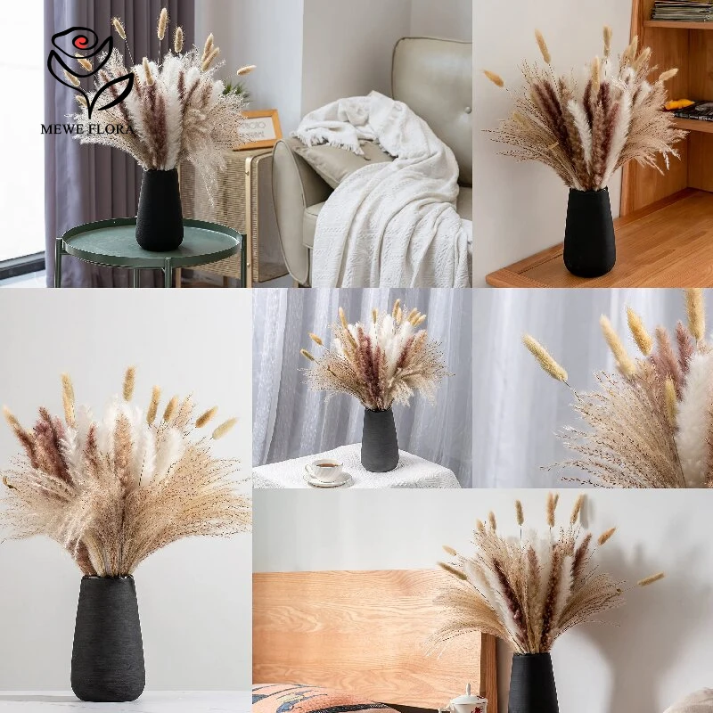 Pampas Grass Natural Dried Flowers for Wedding Christmas Decoration Fluffy Reed Phragmites Bouquets Boho Home Decor Arrangements