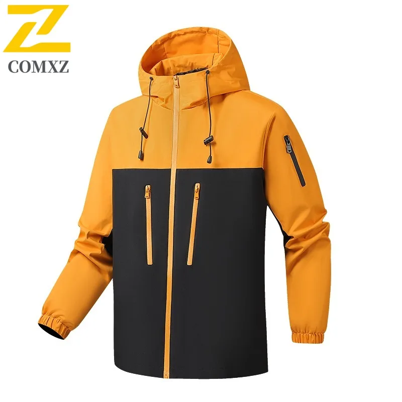 

COMXZ New Jacket Men Premium Quality Hooded Adventure Working Windproof Coat Fashion Comfort Lightweight Autumn Outer Garment