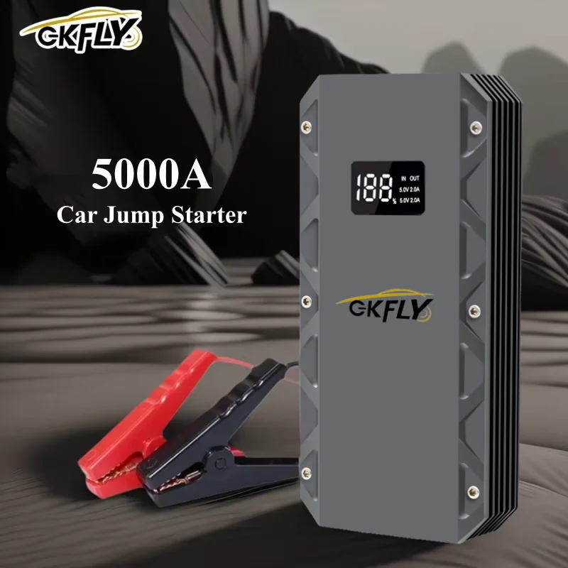 GKFLY Wysokiej Mocy Rozrucharka Samochodowa 3000A 5000A 9000A 12V Urządzenie Rozruchowe Power Bank Ładowarka Samochodowa Do Akumulatora Samochodowego Booster LED