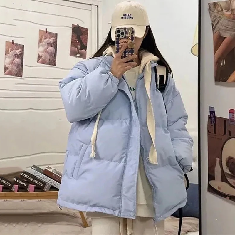 New Winter Thick Warm Fake Two Pieces Down Cotton Jacket Woman Parkas Overcoat Autumn Female Korean Loose Puffer Outerwear Black