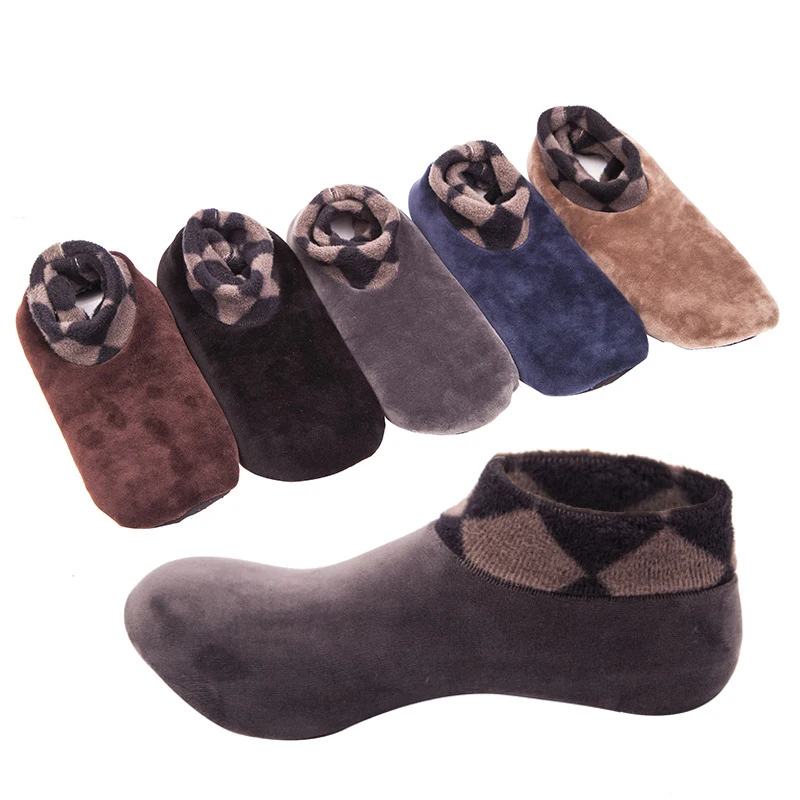 Winter Warm Thicken Soft Bed Slipper Socks Women Men Fleece Elastic Floor Slipper Non Slip Ankle Socks Leopard Home Socks Unisex