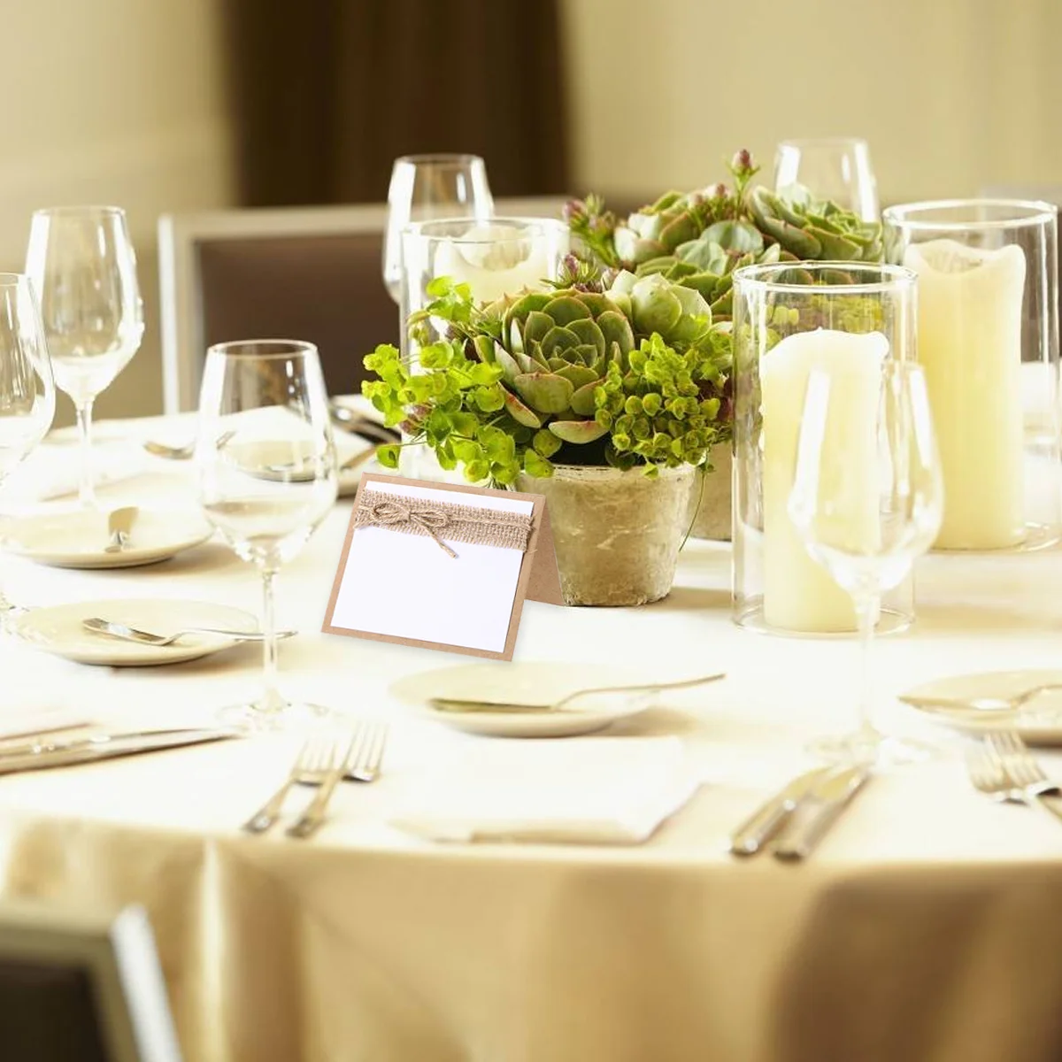 

10Pcs Wedding Table Place Cards White Jute Rope Elegant Party Decor Table Place Cards Guest Name Card Rustic Name Card