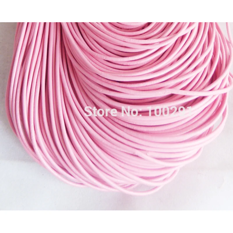 Factory wholesale  Bulk 100meter/lot 2mm Pink  Round Leather Cord ,