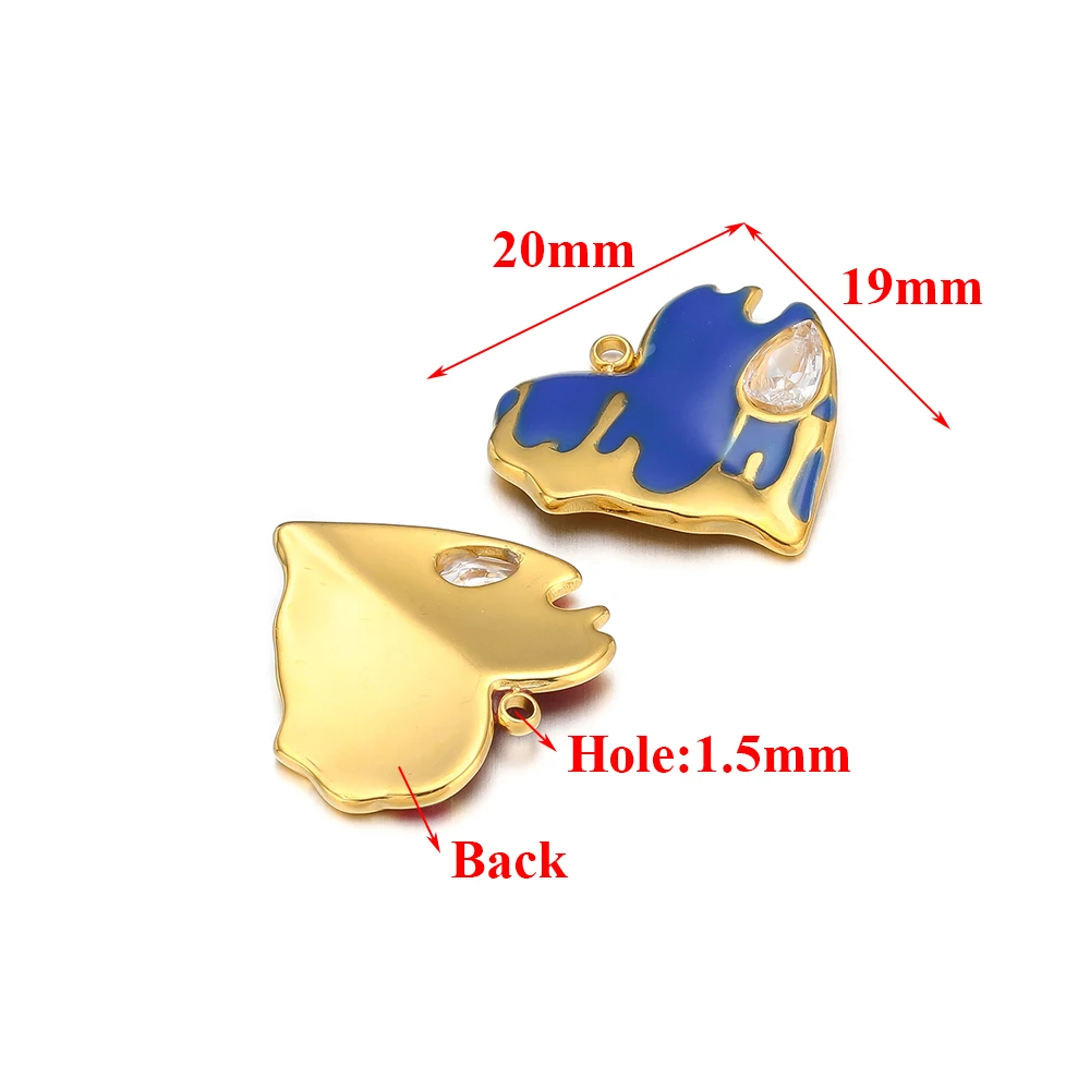 5 szt. Wisiorki ze stali nierdzewnej z emalią PVD z cyrkonią w kształcie serca dla DIY naszyjniki biżuteria akcesoria do robienia bransoletek