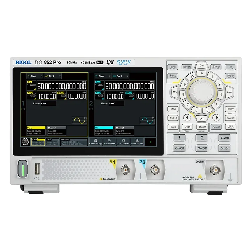 DG821 Pro DG822 Pro DG852 Pro 25/25/50MHz 1 Channel, 2 Channel Signal Function Arbitrary Waveform Generator 7-inch Touch Screen